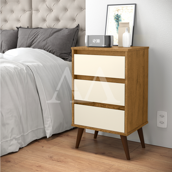 MESA DE CABECEIRA 3G EJ RETRO WOOD FREIJO / OFF WHITE