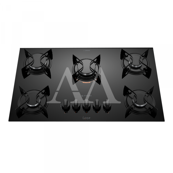 FOGAO  5B ATLAS COOKTOP  UTOP MESA VIDRO ESMALTADO VP GAS PRETO